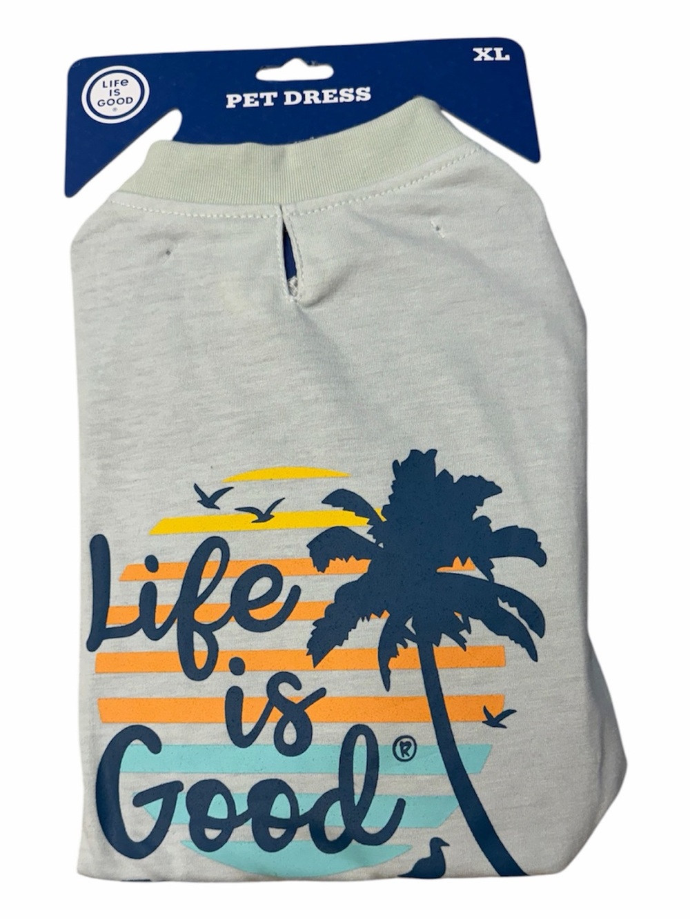 Life Is Good White Tee with Blue Palm Sunset Graphic Dog dress XL